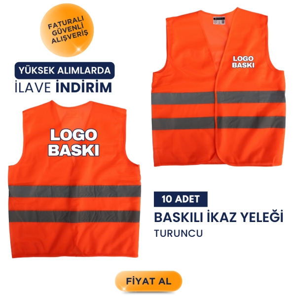 Baskılı İkaz Yeleği 10 Adet