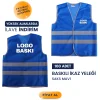 100 Adet Baskılı Saks Mavi İkaz Yeleği