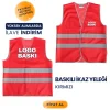 Baskılı Kırmızı İkaz Yeleği