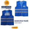 Baskılı Saks Mavi İkaz Yeleği