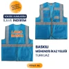 Baskılı Turkuaz Mühendis İkaz Yeleği