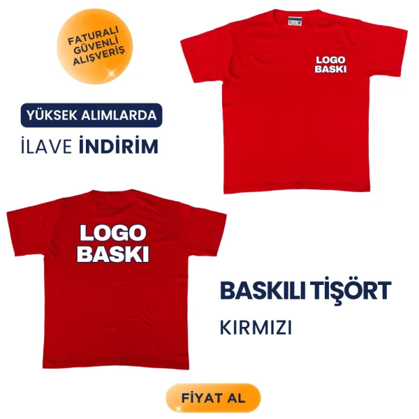 Toptan Baskılı Kırmızı Promosyon İş Tişörtü