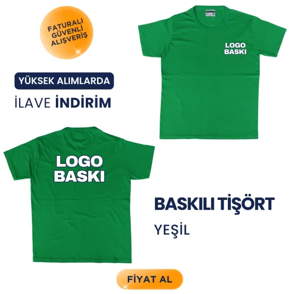 Toptan Baskılı Yeşil Promosyon İş Tişörtü