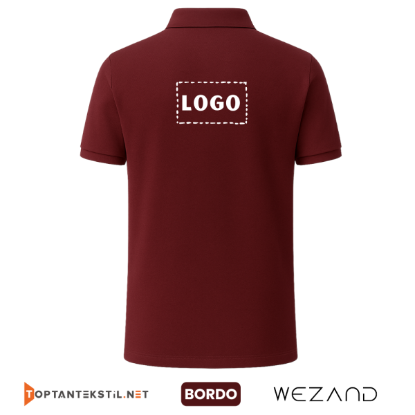 Toptan Baskılı Bordo Polo Yaka İş Tişörtü