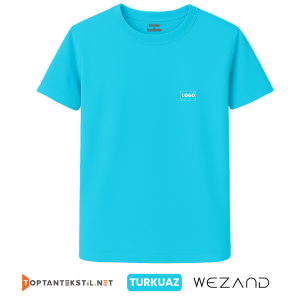 Toptan Baskılı Turkuaz Promosyon İş Tişörtü Ön Görünüm