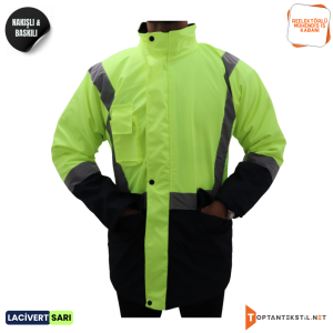 Baskılı Mühendis İş Kabanı - Lacivert/Sarı