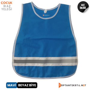Anaokulu Gezi Yeleği - Mavi (Beyaz Biye)