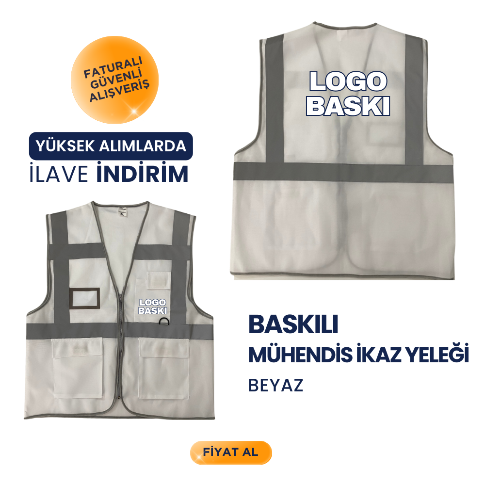 Beyaz Mühendis Reflektif Yelek