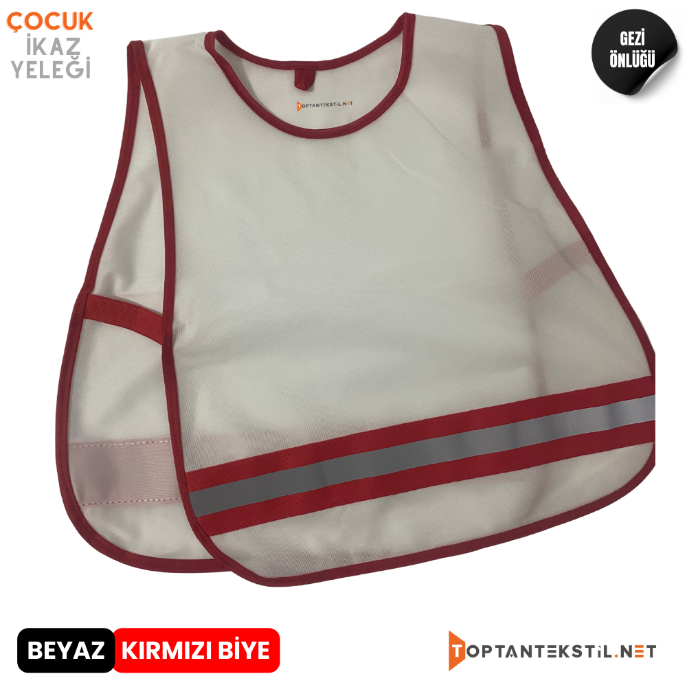 Gezi Önlüğü - Beyaz (Kırmızı Biye) - Görsel 3