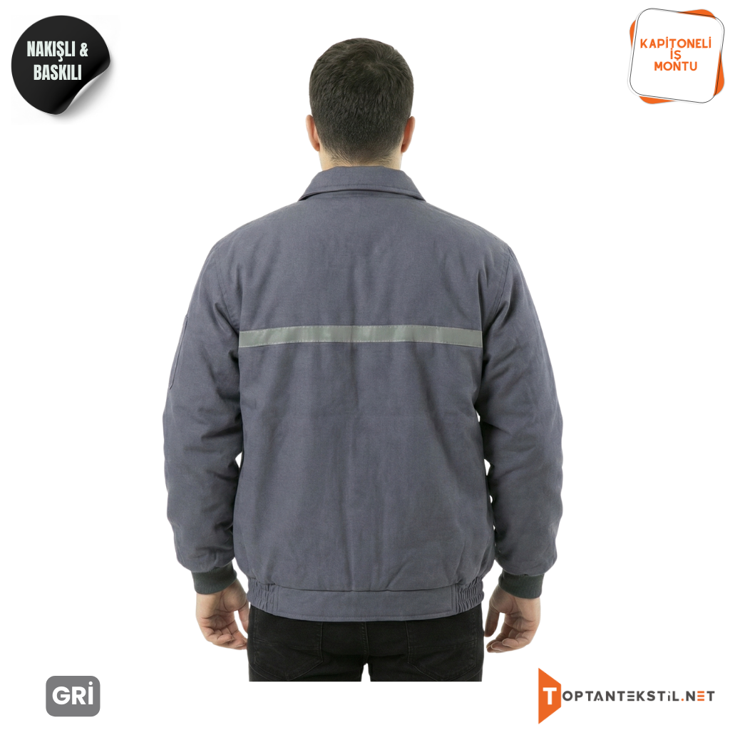 Kapitoneli İş Montu - Gri - Görsel 2