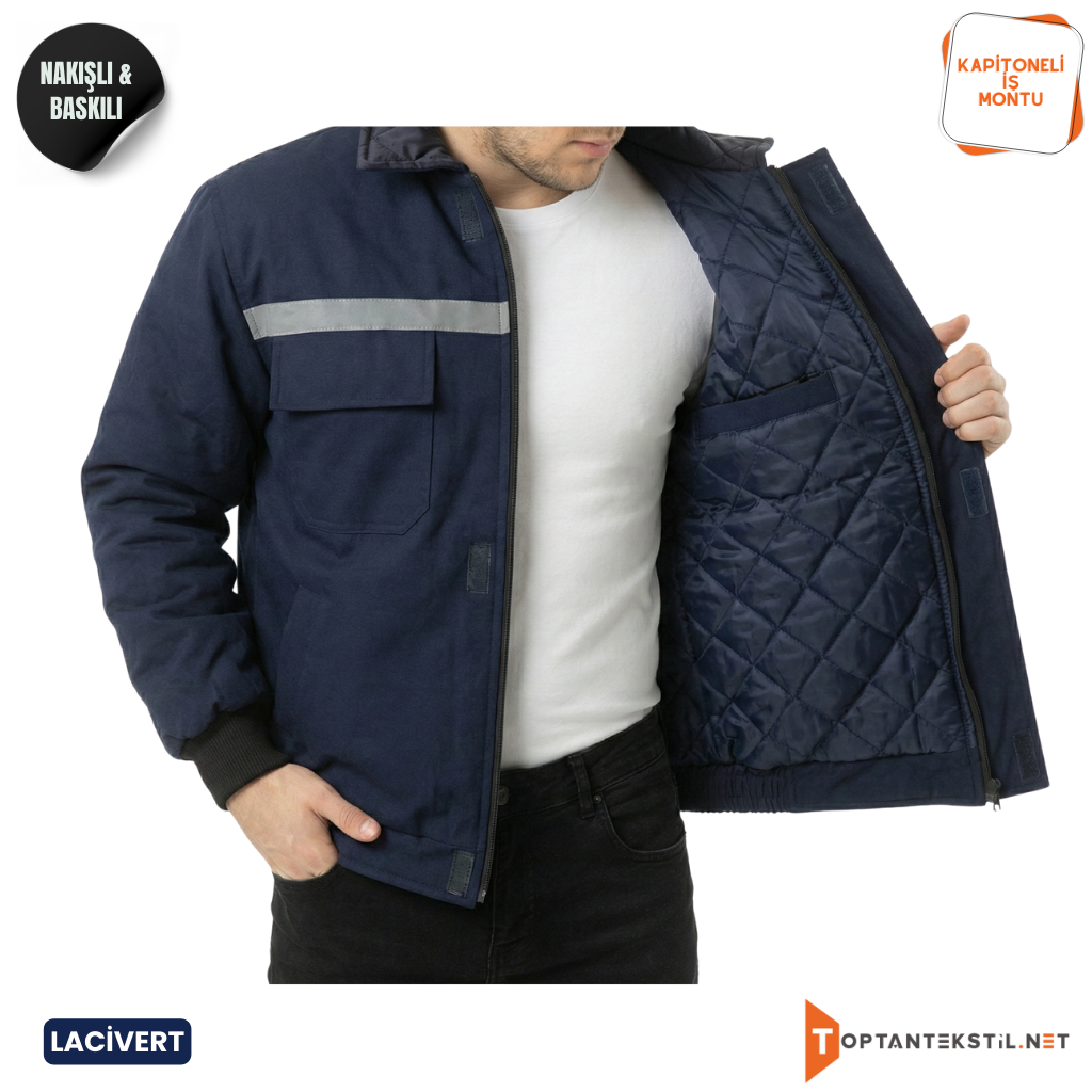Kapitoneli İş Montu - Lacivert - Görsel 3