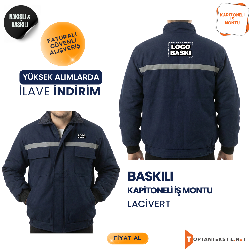 Kapitoneli İş Montu - Lacivert - Görsel 4