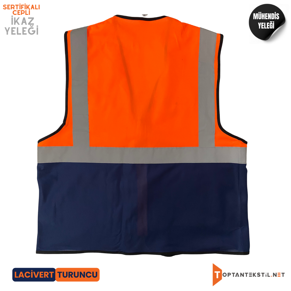 Sertifikalı Mühendis Yeleği - Lacivert/Turuncu - Görsel 2