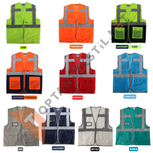Cepli Mühendis Yeleği - Renk Seçenekleri, Baskılı Reflektörlü Mühendis İkaz Yeleği