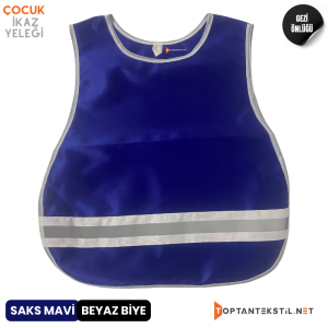 Çocuk İkaz Yeleği - Saks Mavi (Beyaz Biye)