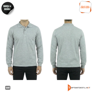 Baskılı Polo Yaka İş Sweatshirt