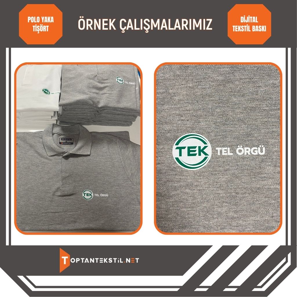 Polo Yaka Tişört - Gri - Görsel 3