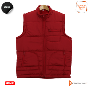 nakış baskılı iş yeleği - kırmızı